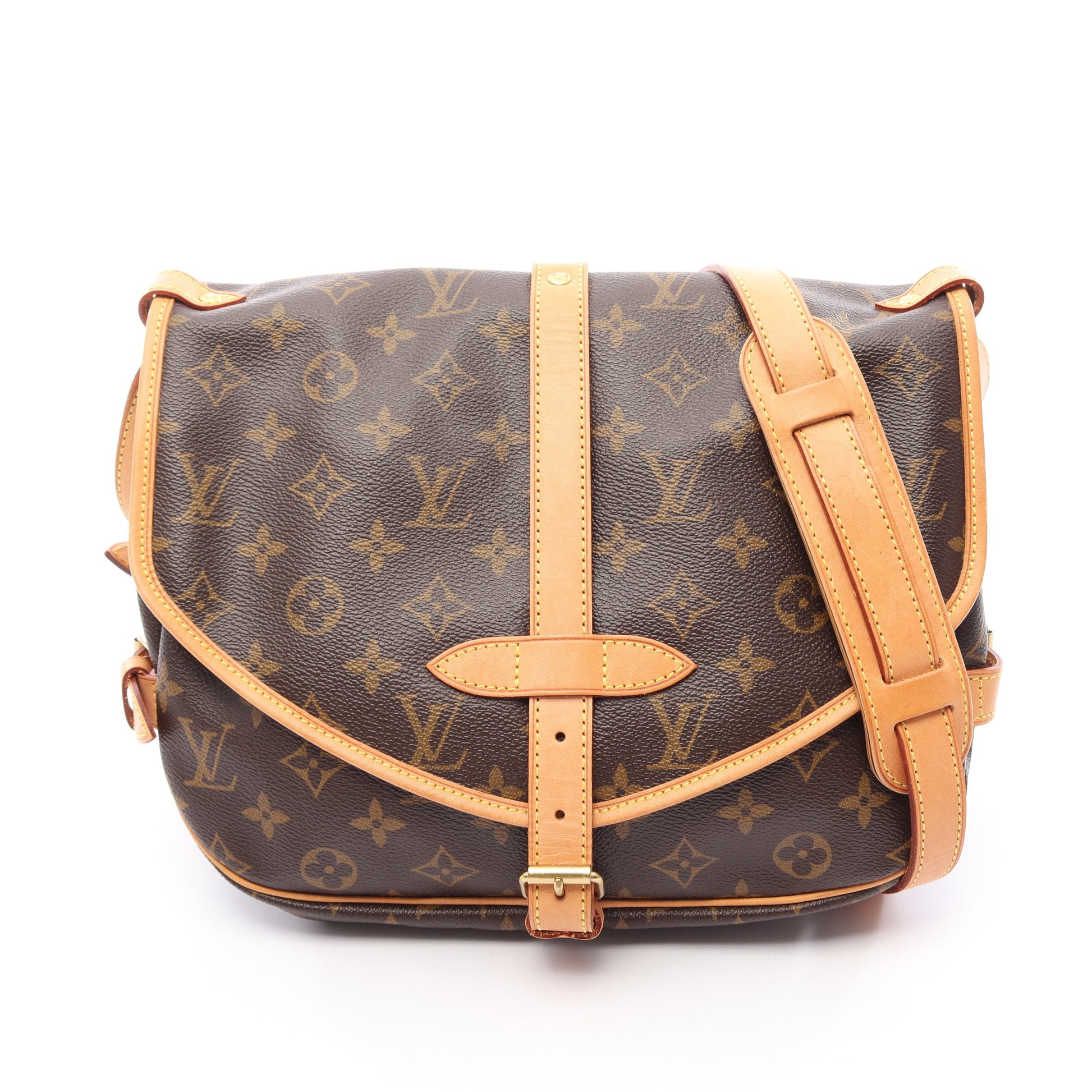 ソミュール30 モノグラム ショルダーバッグ PVC レザー ブラウン ルイヴィトン バッグ LOUIS VUITTON