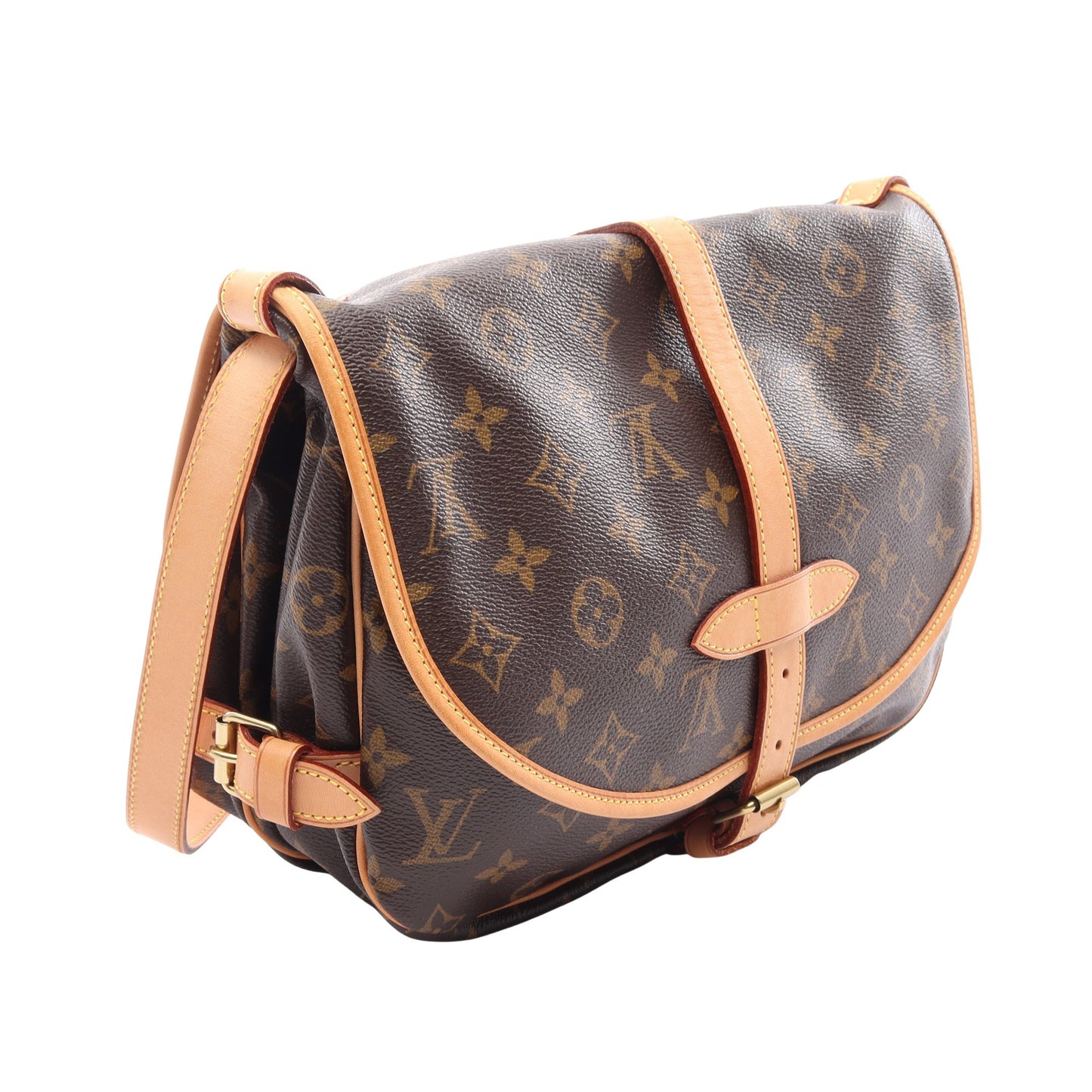 ソミュール30 モノグラム ショルダーバッグ PVC レザー ブラウン ルイヴィトン バッグ LOUIS VUITTON