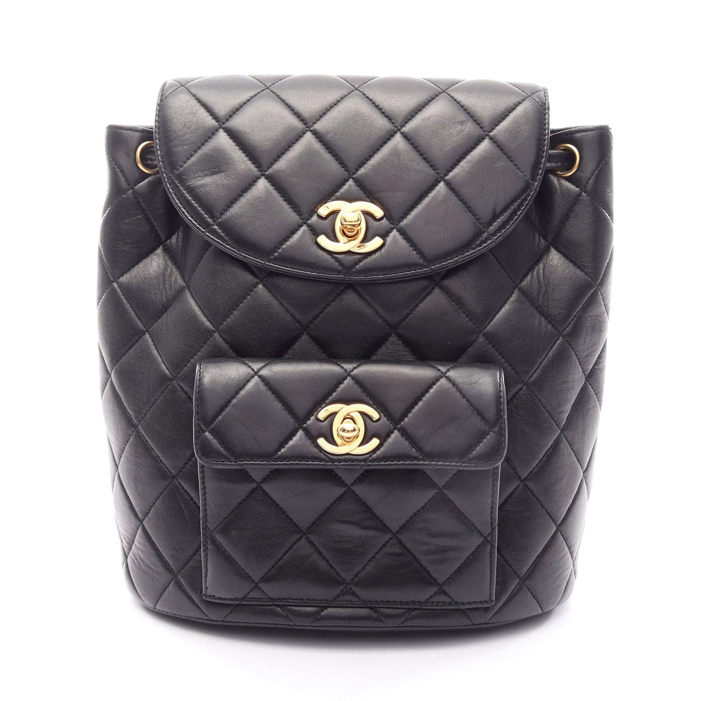 マトラッセ ターンロック バックパック リュックサック ラムスキン ブラック ゴールド金具 シャネル バッグ CHANEL