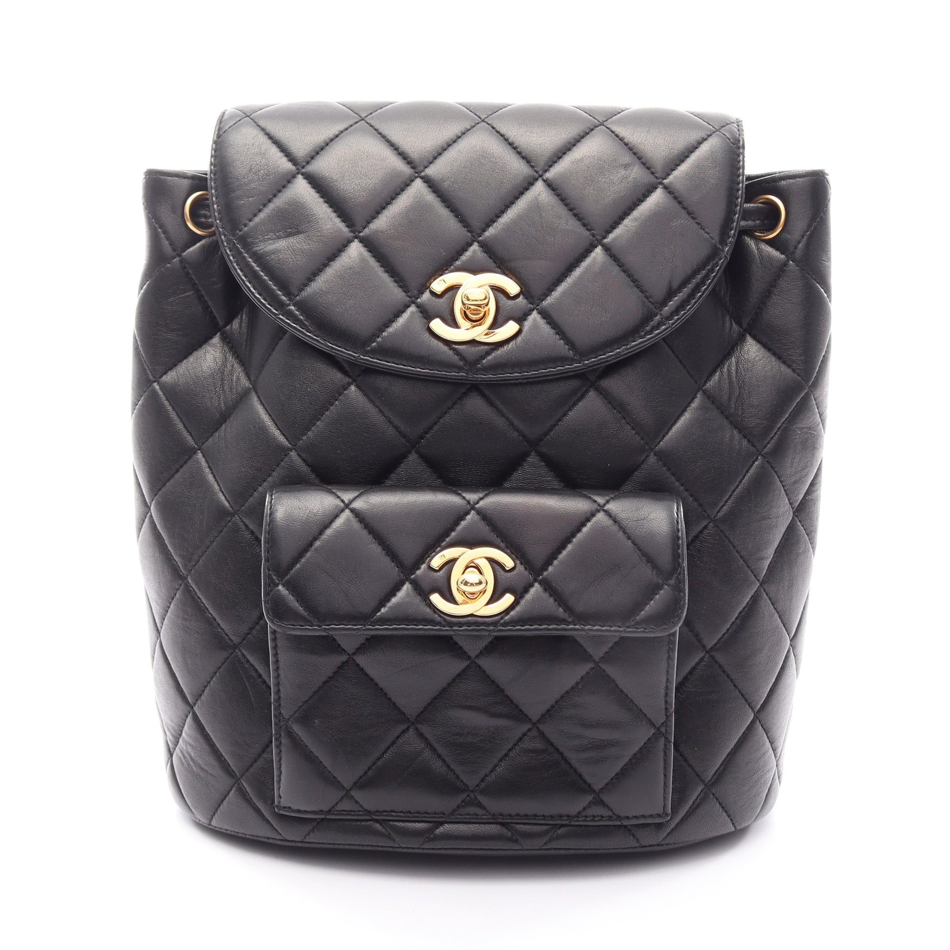 マトラッセ ターンロック バックパック リュックサック ラムスキン ブラック ゴールド金具 シャネル バッグ CHANEL