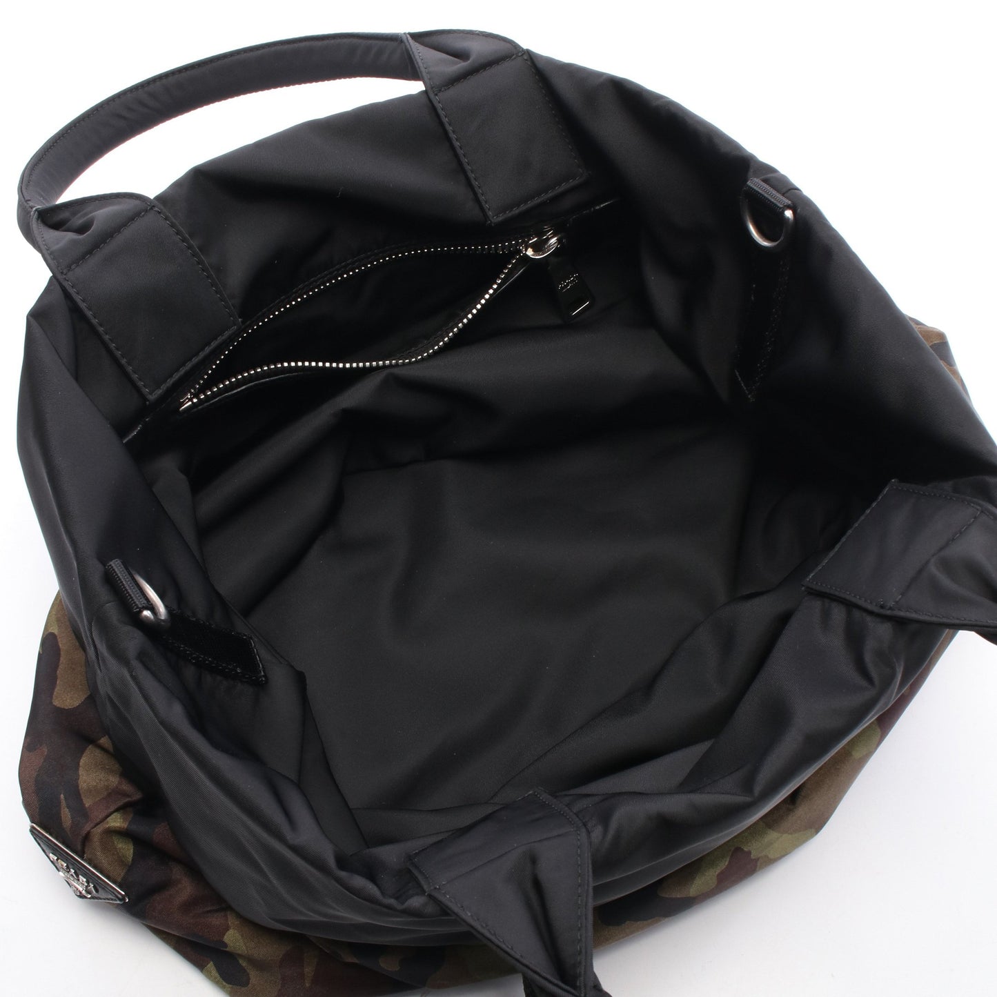 カモフラージュ リバーシブル 2WAY ハンドバッグ トートバッグ ナイロン カーキグリーン ブラック マルチカラー プラダ バッグ PRADA