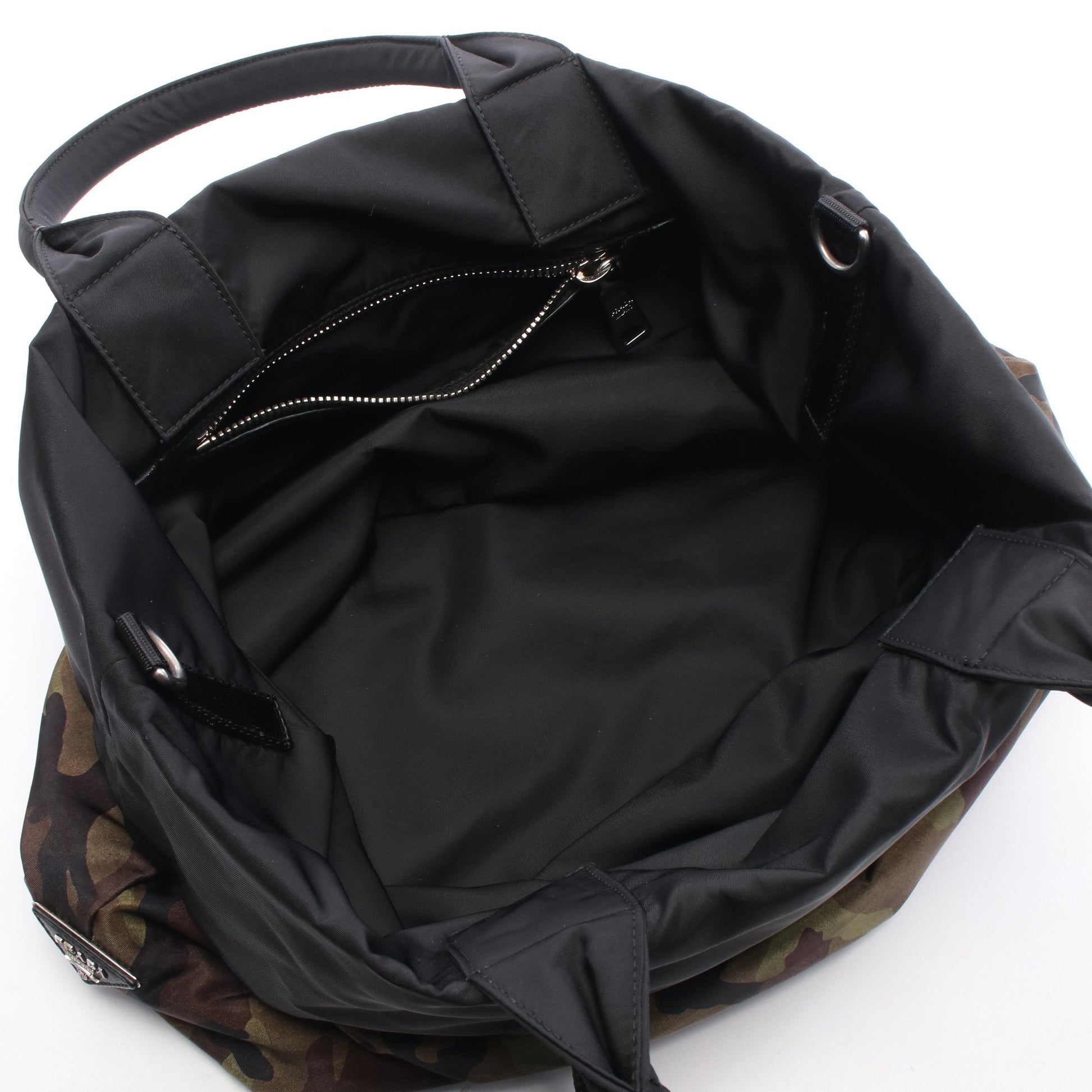 カモフラージュ リバーシブル 2WAY ハンドバッグ トートバッグ ナイロン カーキグリーン ブラック マルチカラー プラダ バッグ PRADA