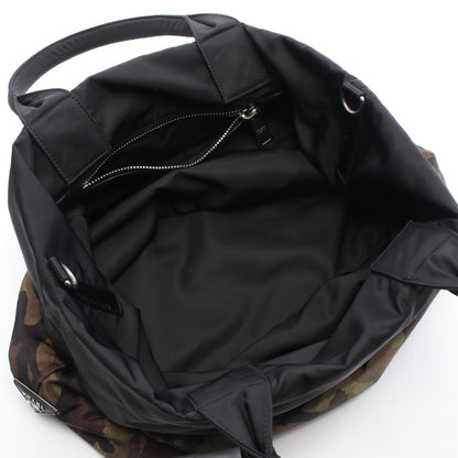 カモフラージュ リバーシブル 2WAY ハンドバッグ トートバッグ ナイロン カーキグリーン ブラック マルチカラー プラダ バッグ PRADA