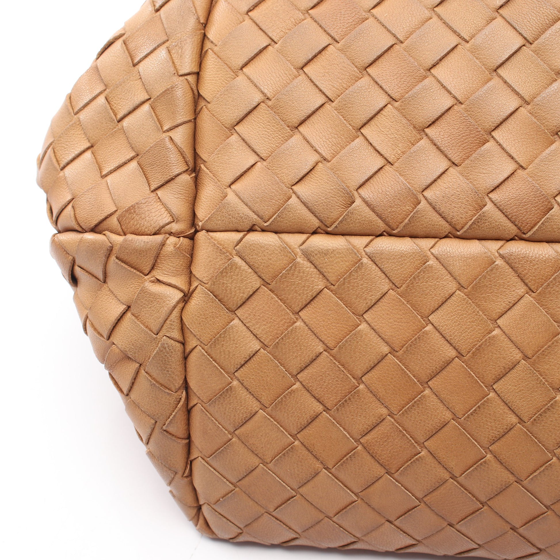 イントレチャート ハンドバッグ レザー ブラウン ボッテガヴェネタ バッグ BOTTEGA VENETA