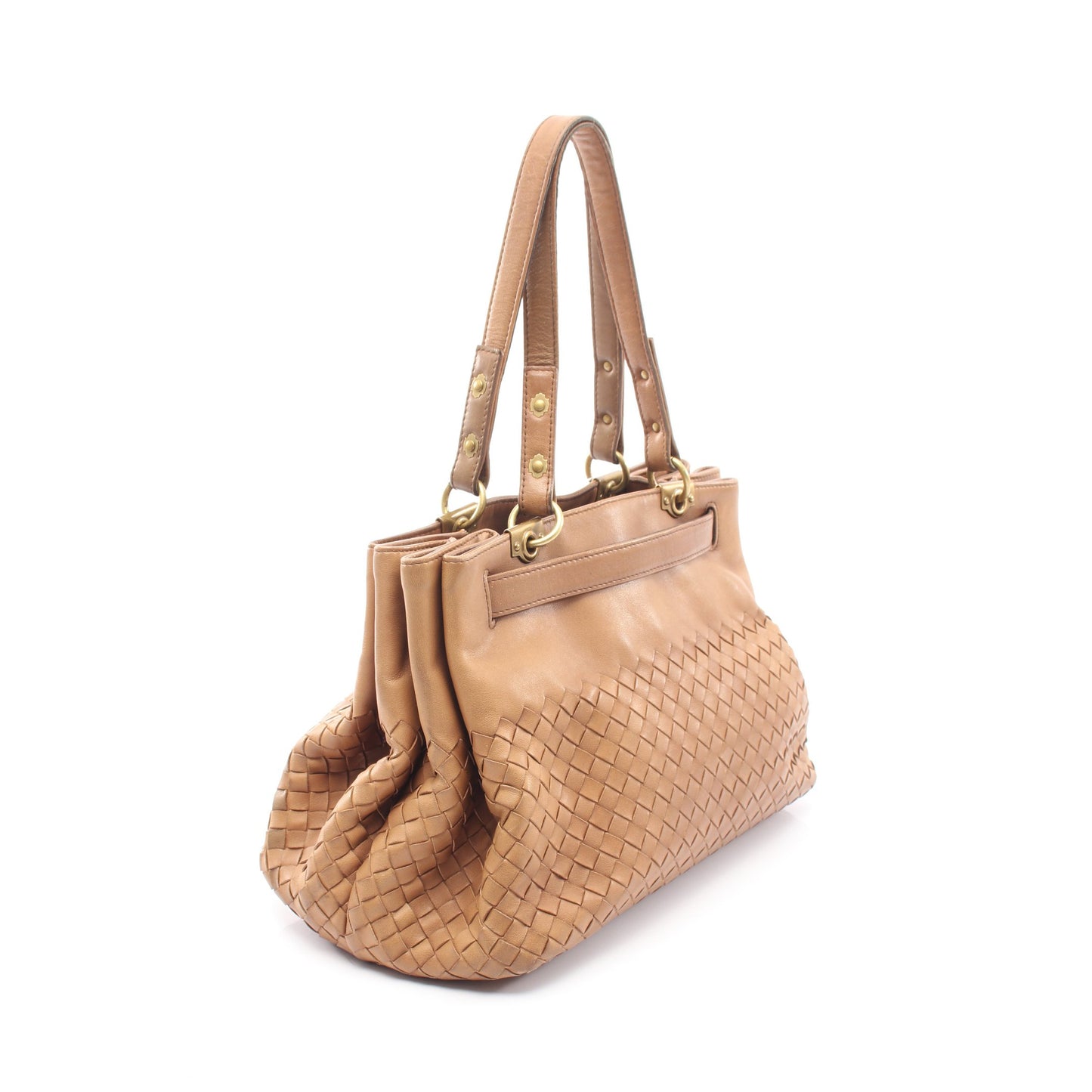 イントレチャート ハンドバッグ レザー ブラウン ボッテガヴェネタ バッグ BOTTEGA VENETA