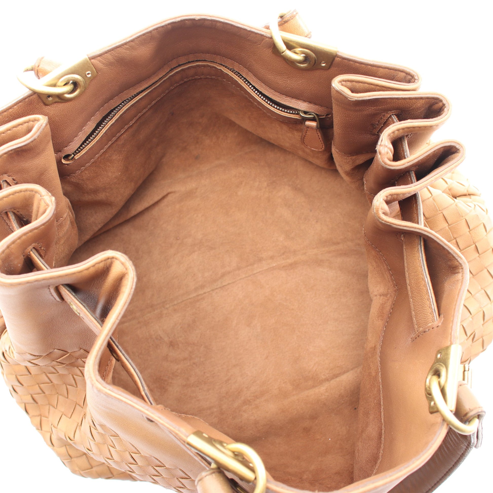 イントレチャート ハンドバッグ レザー ブラウン ボッテガヴェネタ バッグ BOTTEGA VENETA
