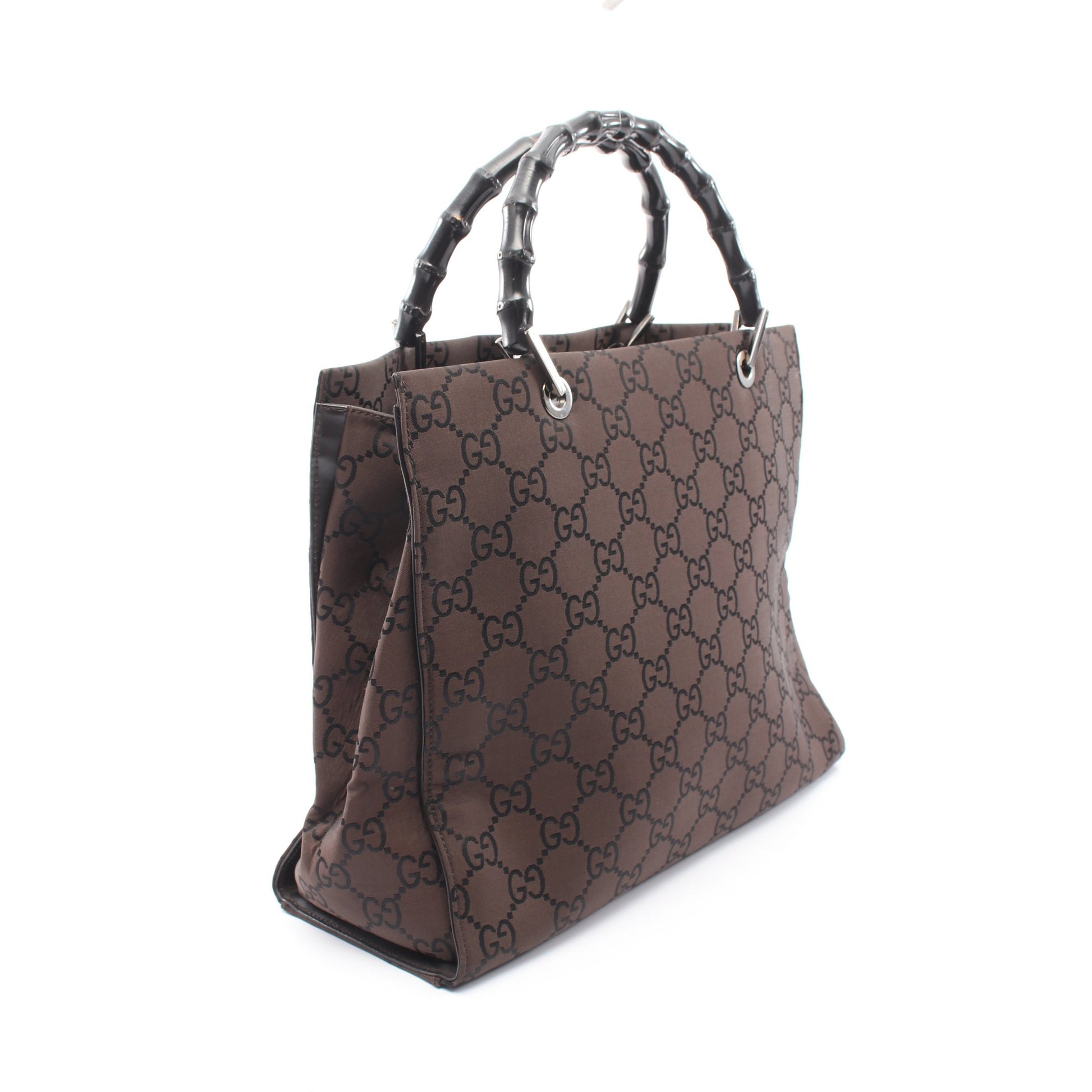 バンブー GG柄 ハンドバッグ トートバッグ キャンバス ダークブラウン グッチ バッグ GUCCI