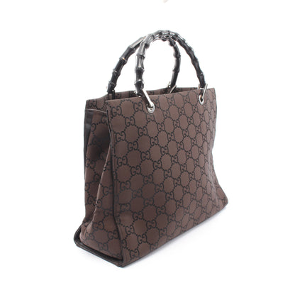 バンブー GG柄 ハンドバッグ トートバッグ キャンバス ダークブラウン グッチ バッグ GUCCI