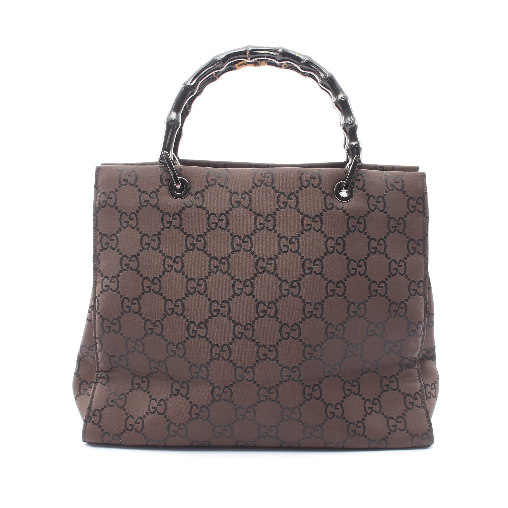 バンブー GG柄 ハンドバッグ トートバッグ キャンバス ダークブラウン グッチ バッグ GUCCI