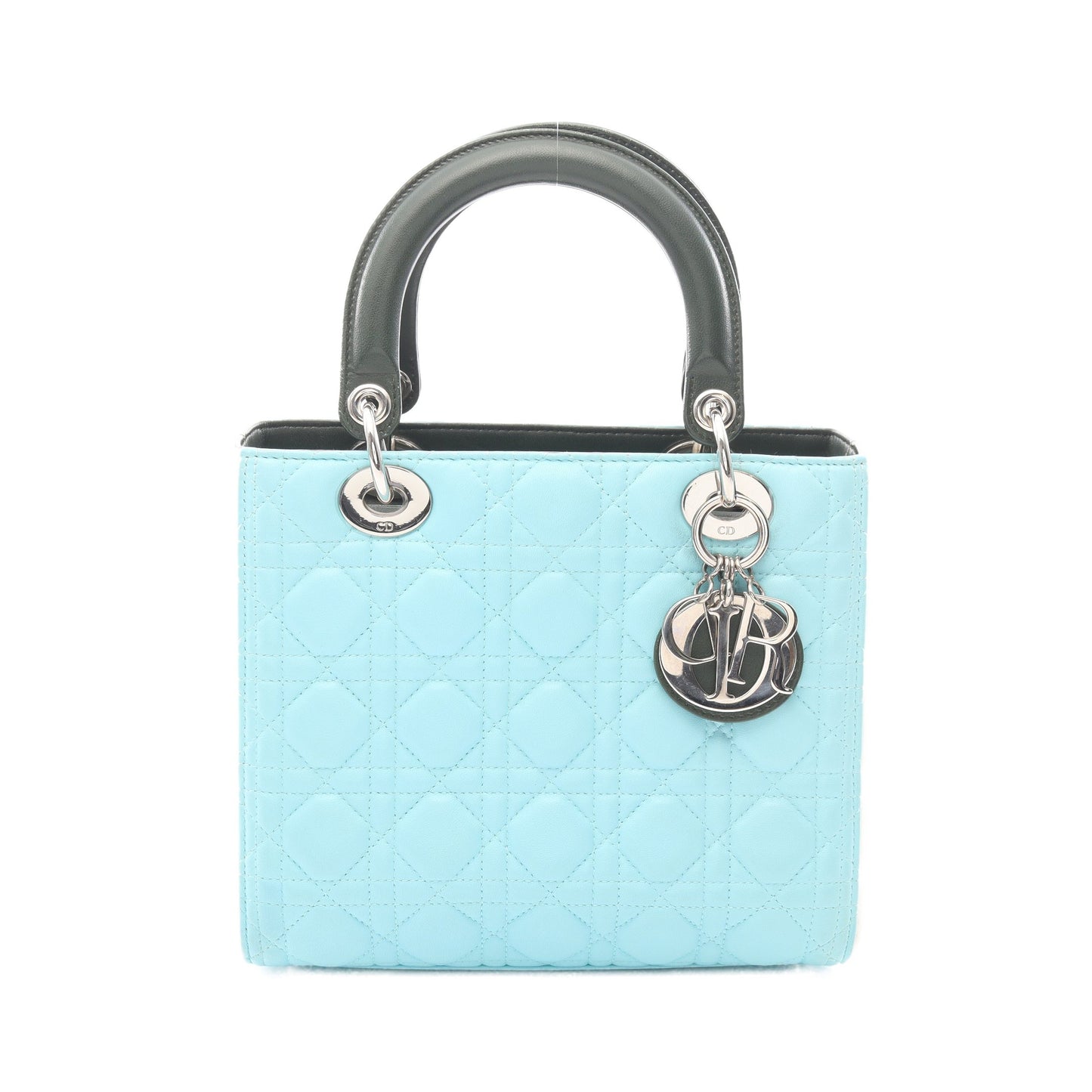 LADY DIOR レディディオール カナージュ ハンドバッグ レザー ライトブルー アイボリー ダークグリーン クリスチャンディオール バッグ Christian Dior