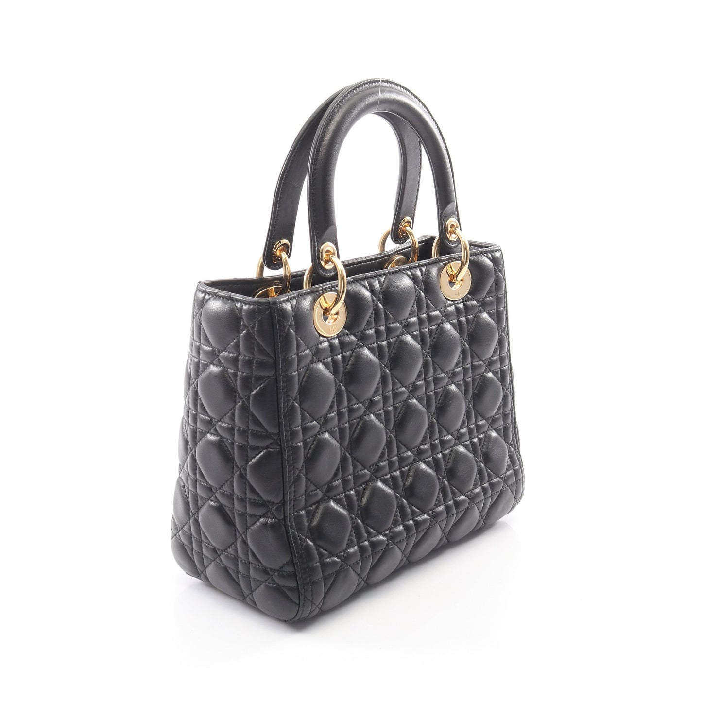 LADY DIOR レディディオール カナージュ 2WAY ハンドバッグ レザー ブラック クリスチャンディオール バッグ Christian Dior