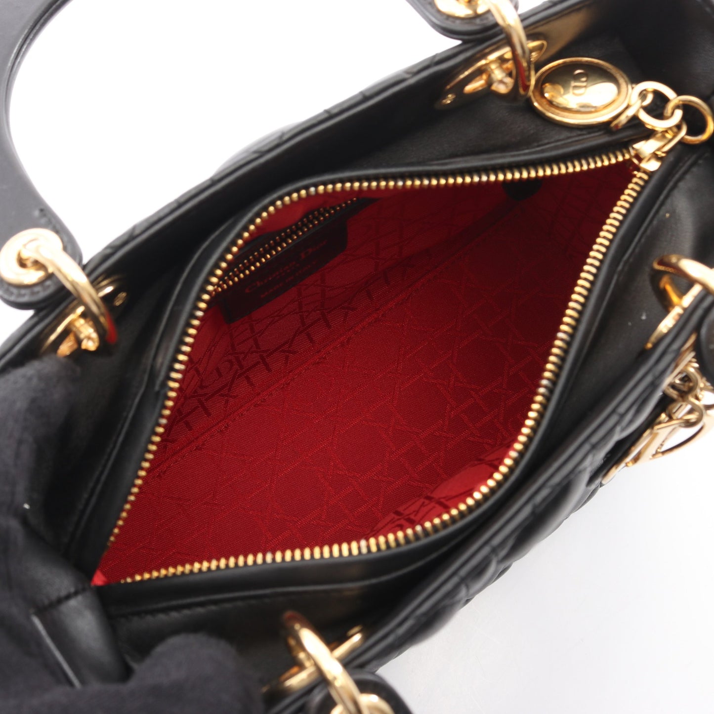 LADY DIOR レディディオール カナージュ 2WAY ハンドバッグ レザー ブラック クリスチャンディオール バッグ Christian Dior