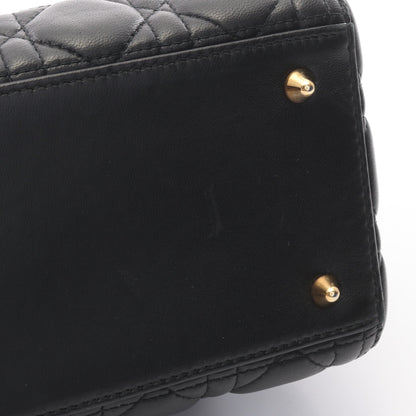 LADY DIOR レディディオール カナージュ 2WAY ハンドバッグ レザー ブラック クリスチャンディオール バッグ Christian Dior