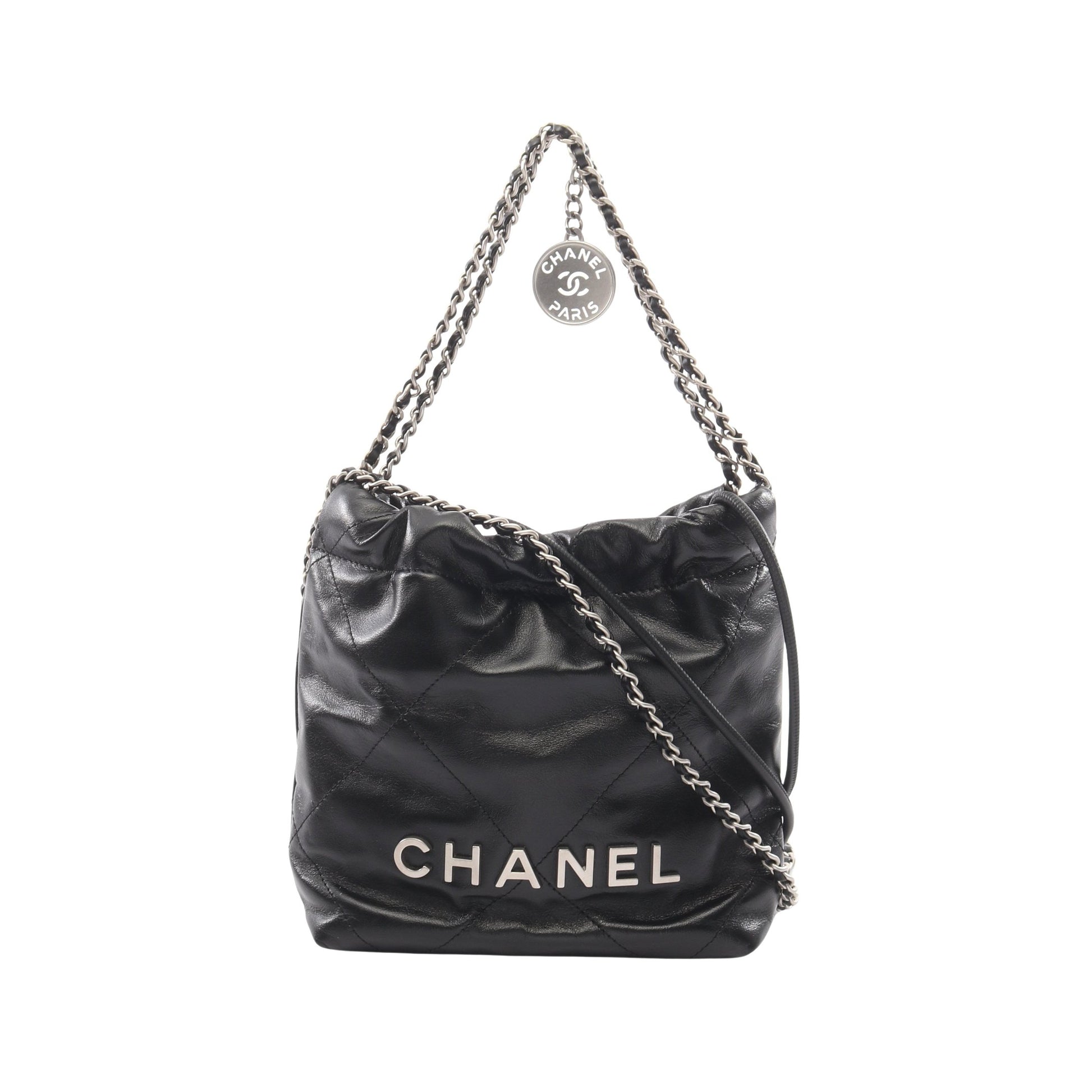 CHANEL 22 ミニ 2WAY チェーンショルダーバッグ レザー ブラック シルバー金具 シャネル バッグ CHANEL