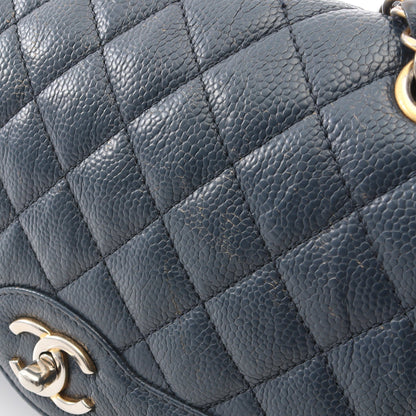 マトラッセ シングルフラップ チェーンショルダーバッグ キャビアスキン ネイビー ゴールド金具 シャネル バッグ CHANEL