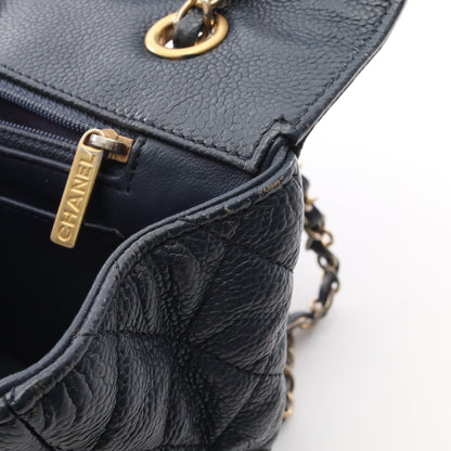 マトラッセ シングルフラップ チェーンショルダーバッグ キャビアスキン ネイビー ゴールド金具 シャネル バッグ CHANEL