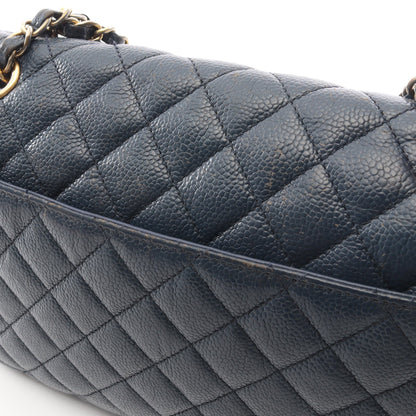 マトラッセ シングルフラップ チェーンショルダーバッグ キャビアスキン ネイビー ゴールド金具 シャネル バッグ CHANEL