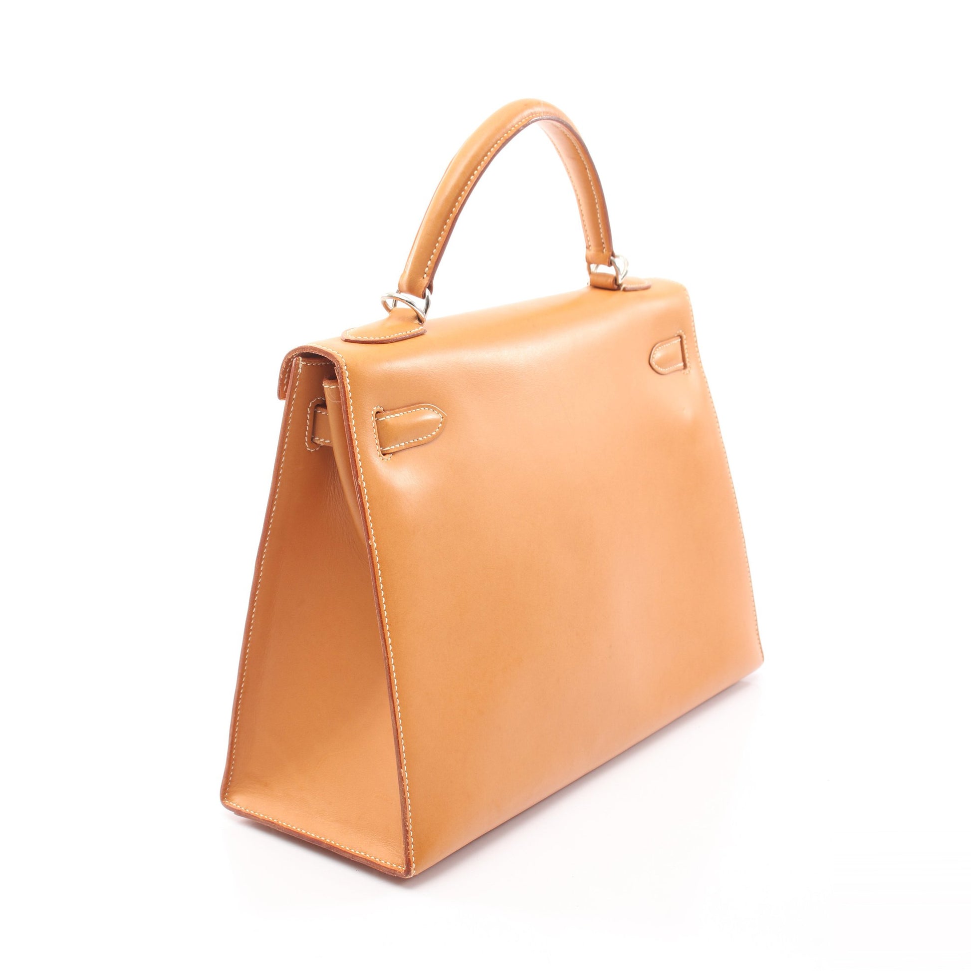 ケリー32 ナチュラル 外縫い 2WAY ハンドバッグ ヴォーシャモニー ライトブラウン シルバー金具 □I刻印 エルメス バッグ HERMES