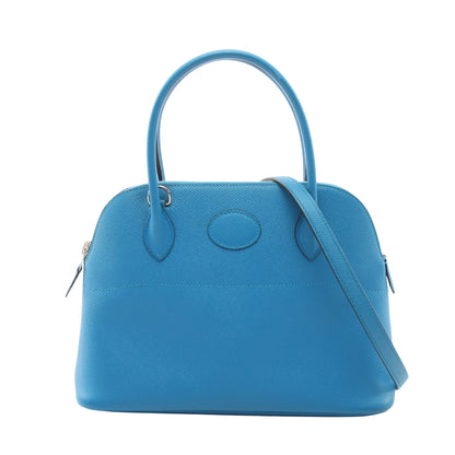 ボリード27 ブルーザンジバル 2WAY ハンドバッグ ヴォーエプソン ブルー シルバー金具 A刻印 エルメス バッグ HERMES
