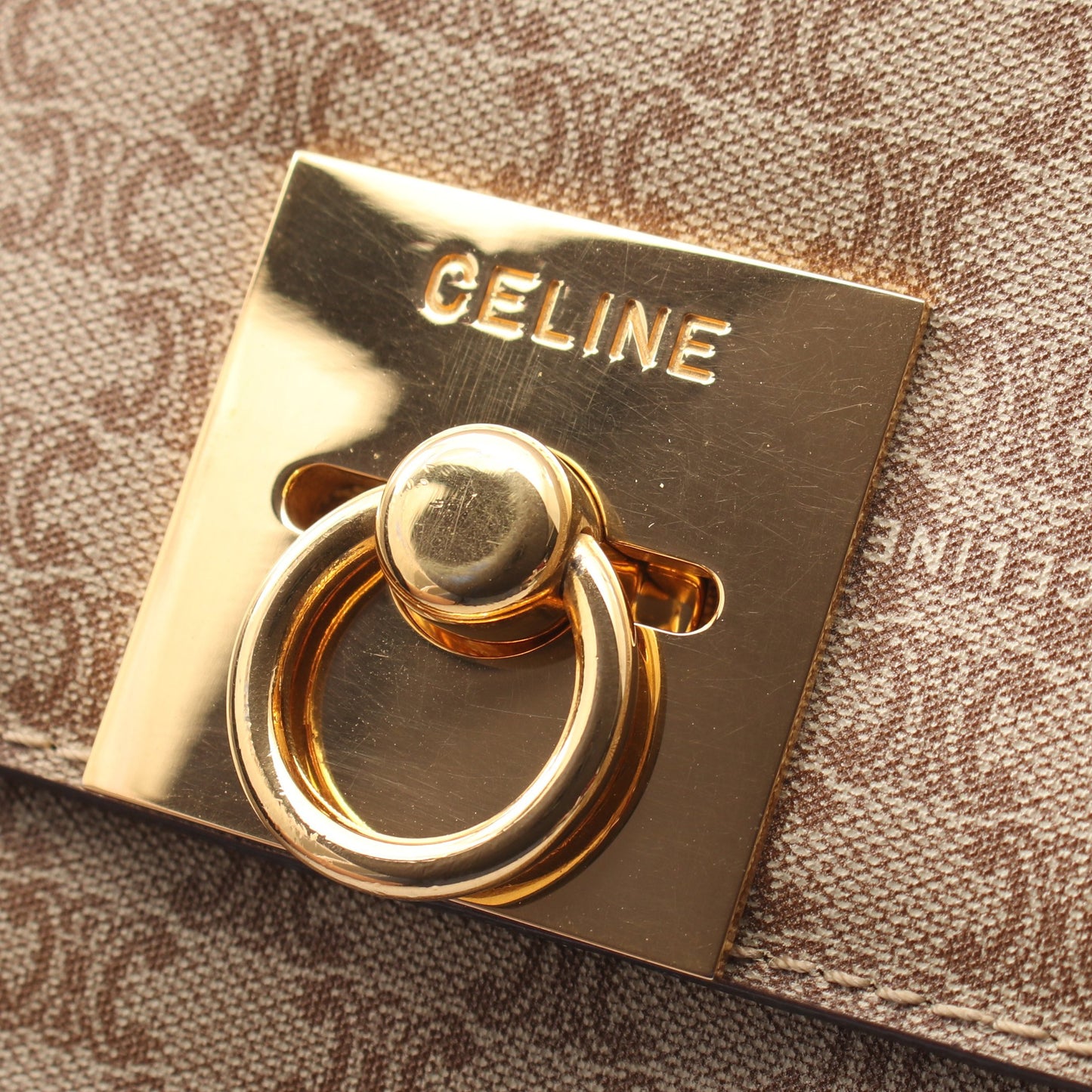 トリオンフ ショルダーバッグ PVC レザー ベージュ ブラウン セリーヌ バッグ CELINE
