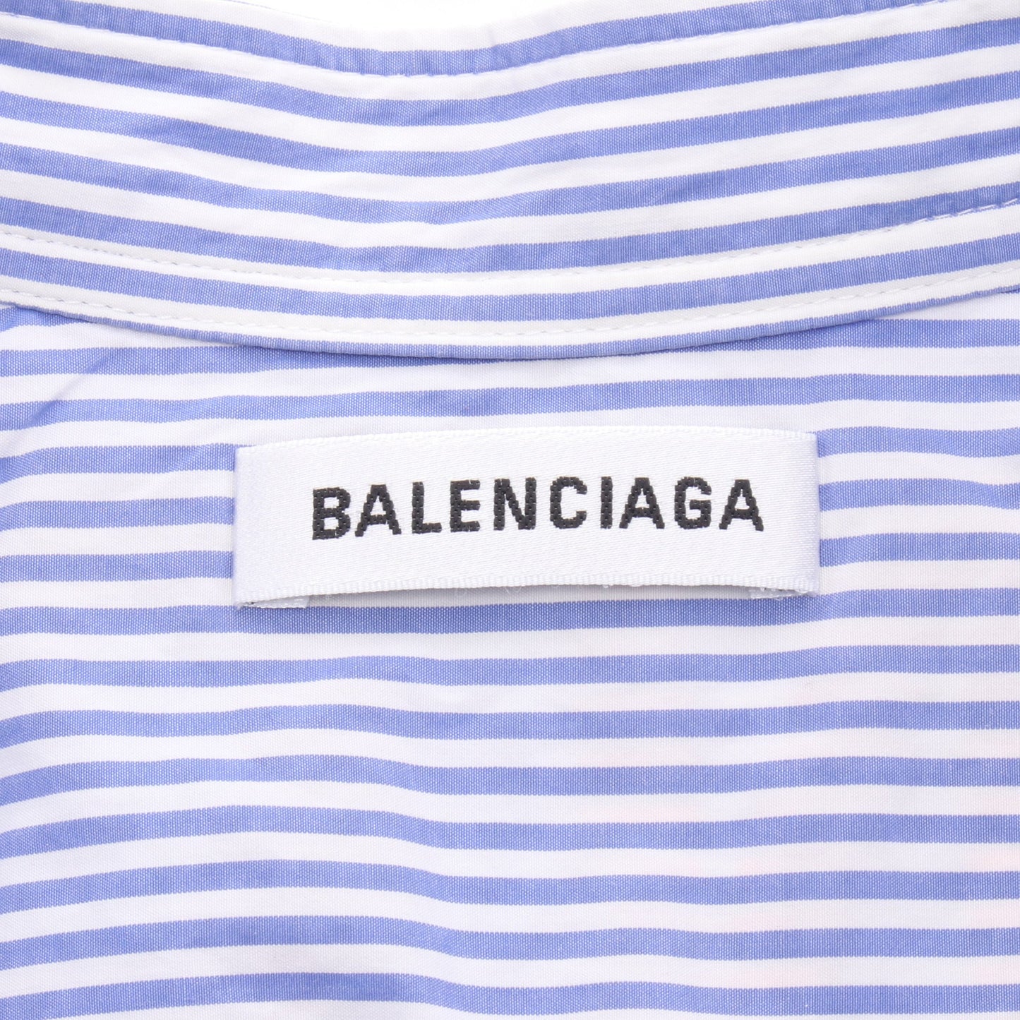 ストライプ ニュースウィング バックロゴ ボウタイ シャツ コットン ブルー ホワイト レッド バレンシアガ トップス BALENCIAGA