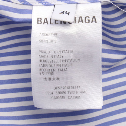 ストライプ ニュースウィング バックロゴ ボウタイ シャツ コットン ブルー ホワイト レッド バレンシアガ トップス BALENCIAGA