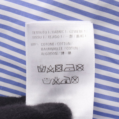 ストライプ ニュースウィング バックロゴ ボウタイ シャツ コットン ブルー ホワイト レッド バレンシアガ トップス BALENCIAGA