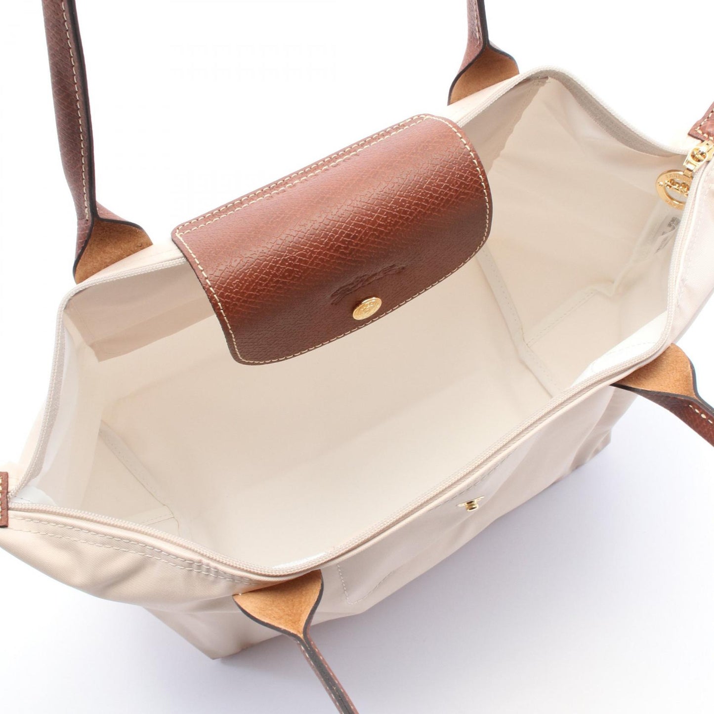 LE PLIAGE ORIGINAL M ル プリアージュ オリジナル M ハンドバッグ トートバッグ キャンバス レザー ベージュ ブラウン ロンシャン
