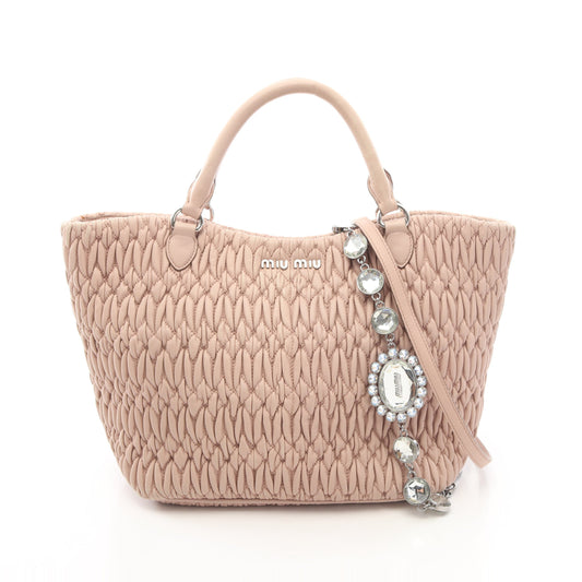 マテラッセ クリスタル 2WAY ハンドバッグ レザー ピンクベージュ ミュウミュウ バッグ miu miu