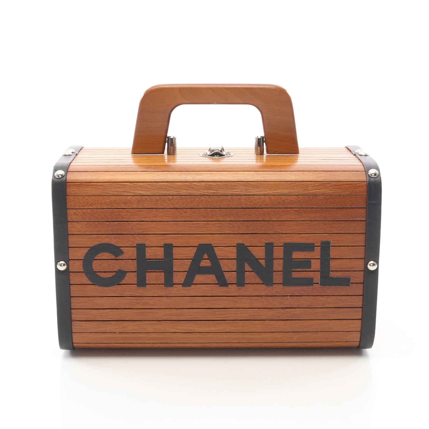 ココマーク ハンドバッグ バニティバッグ ウッド レザー ブラウン ブラック シルバー金具 シャネル バッグ CHANEL