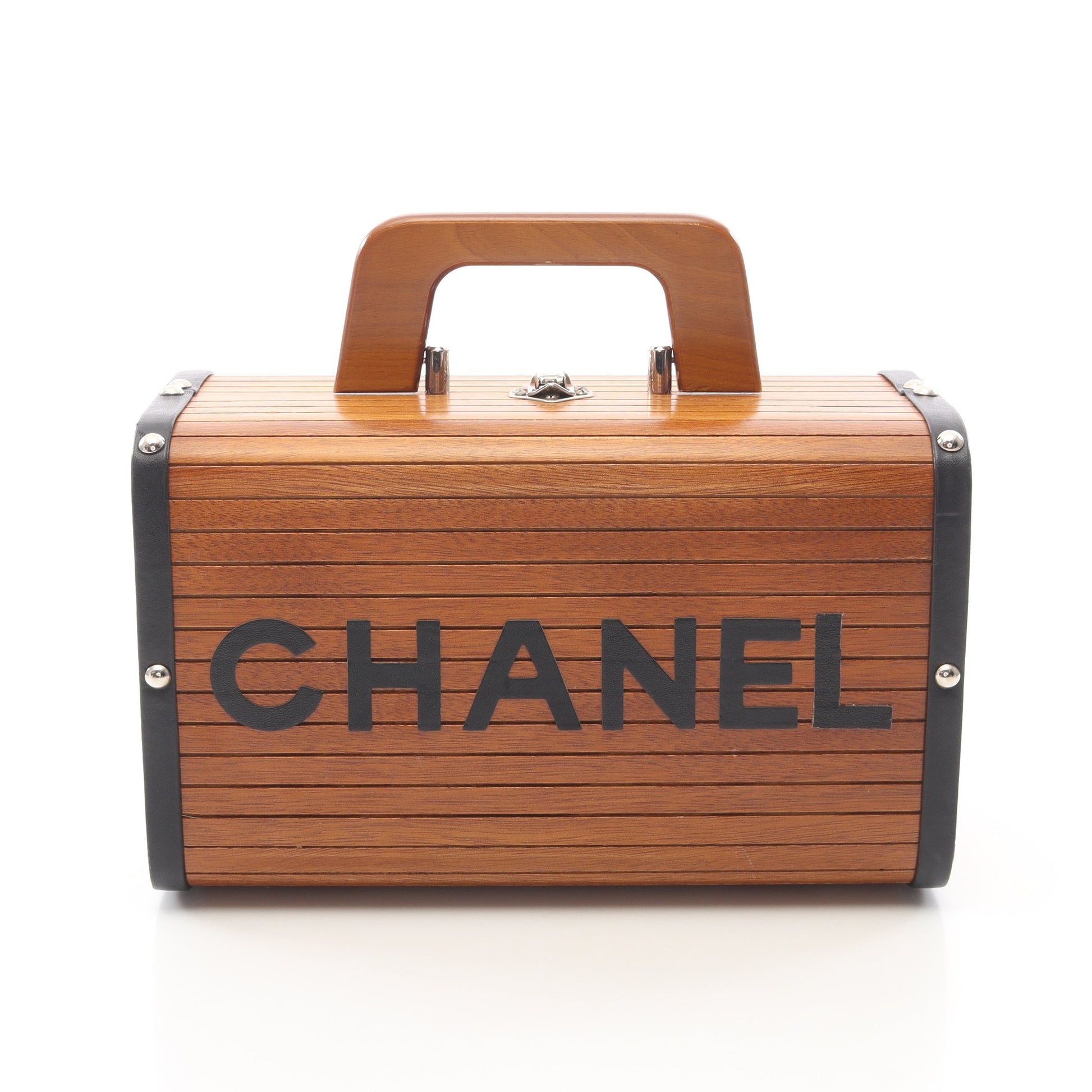 ココマーク ハンドバッグ バニティバッグ ウッド レザー ブラウン ブラック シルバー金具 シャネル バッグ CHANEL