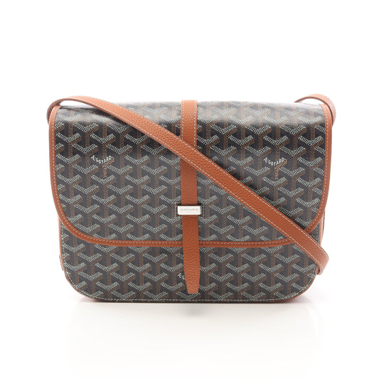 ベルヴェデーレMM ショルダーバッグ コーティングキャンバス レザー ブラック ブラウン ゴヤール バッグ GOYARD