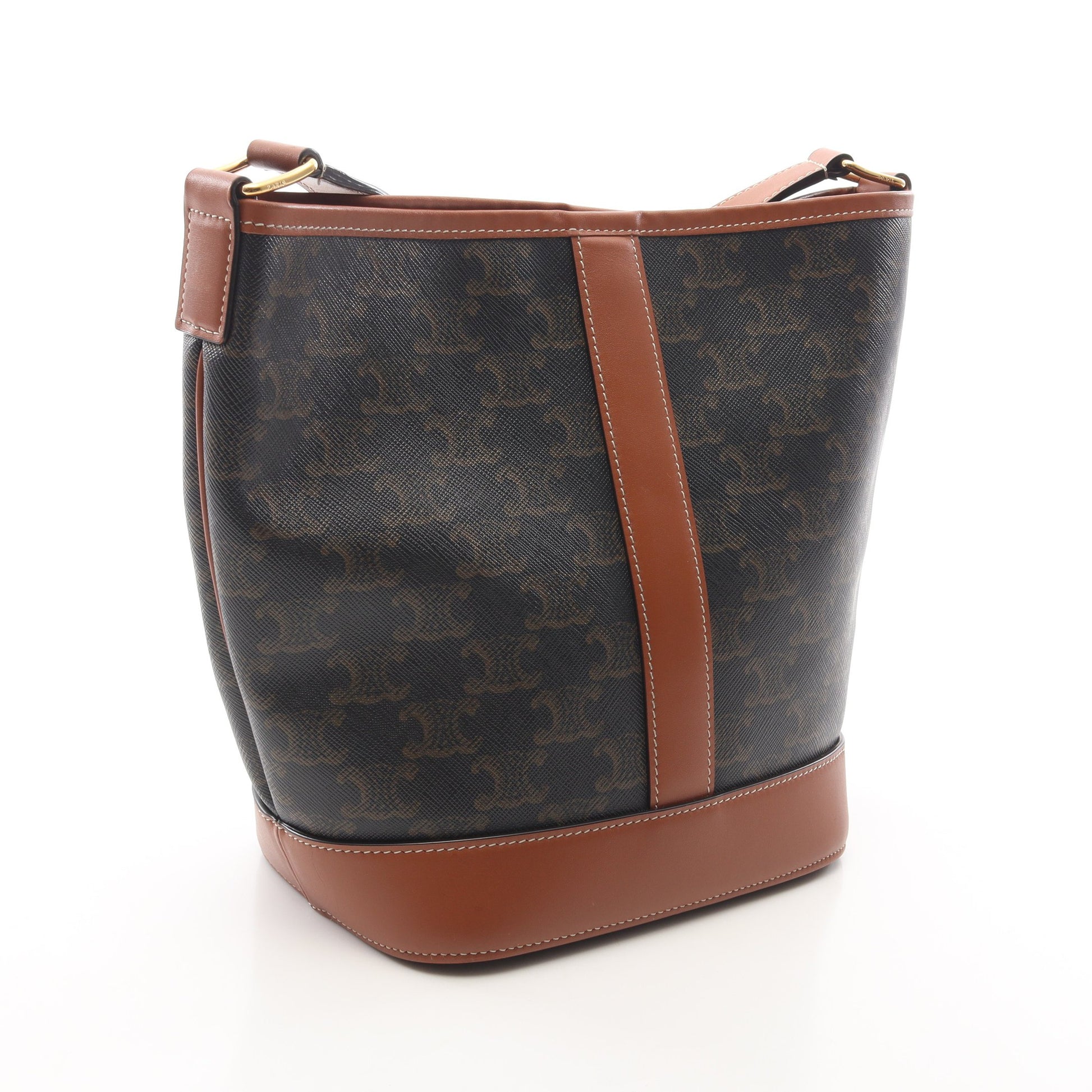 スモールバケット トリオンフ ショルダーバッグ PVC レザー ブラック ブラウン セリーヌ バッグ CELINE