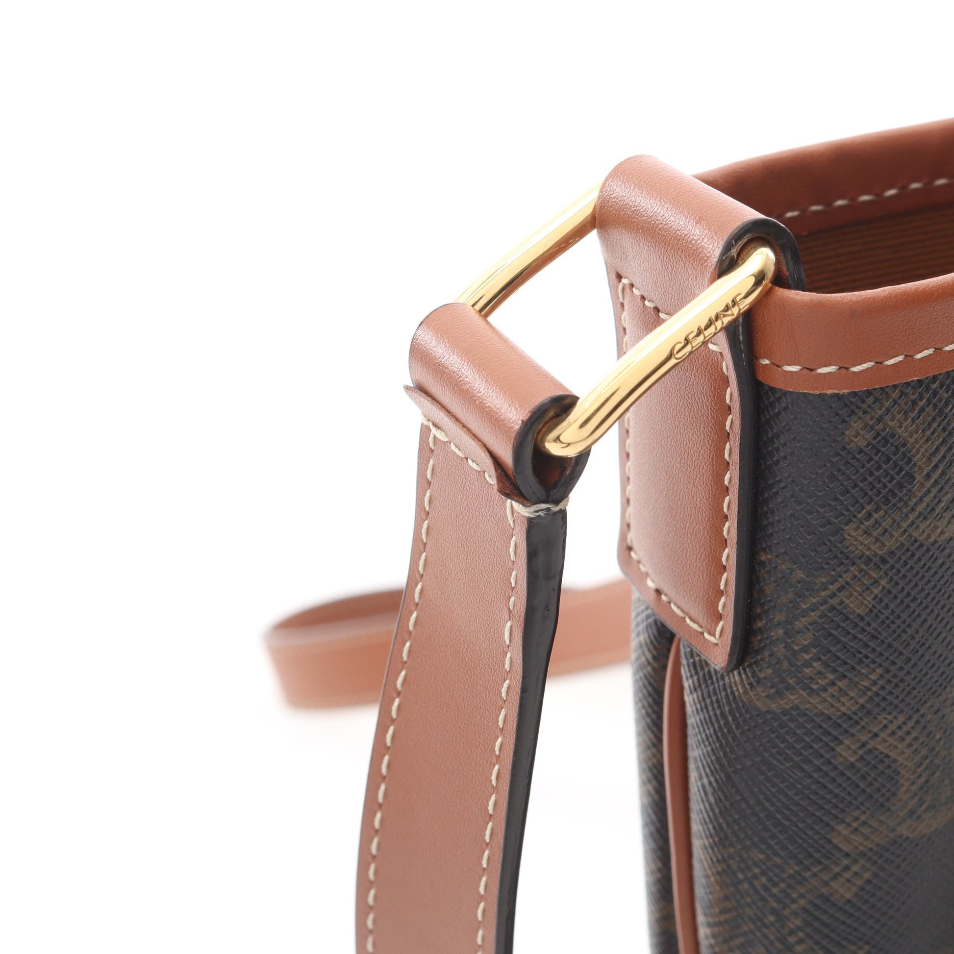 スモールバケット トリオンフ ショルダーバッグ PVC レザー ブラック ブラウン セリーヌ バッグ CELINE