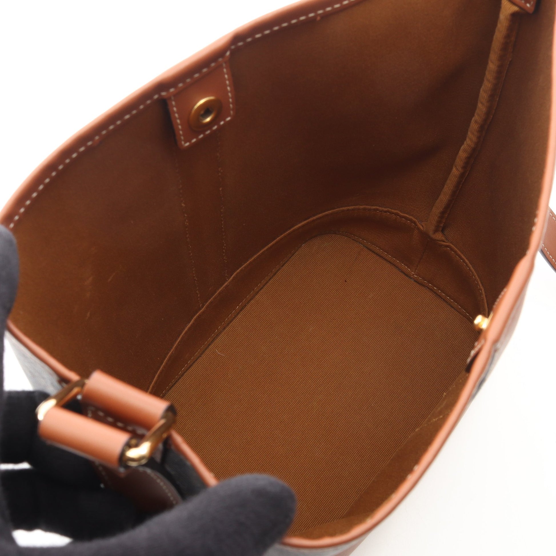 スモールバケット トリオンフ ショルダーバッグ PVC レザー ブラック ブラウン セリーヌ バッグ CELINE