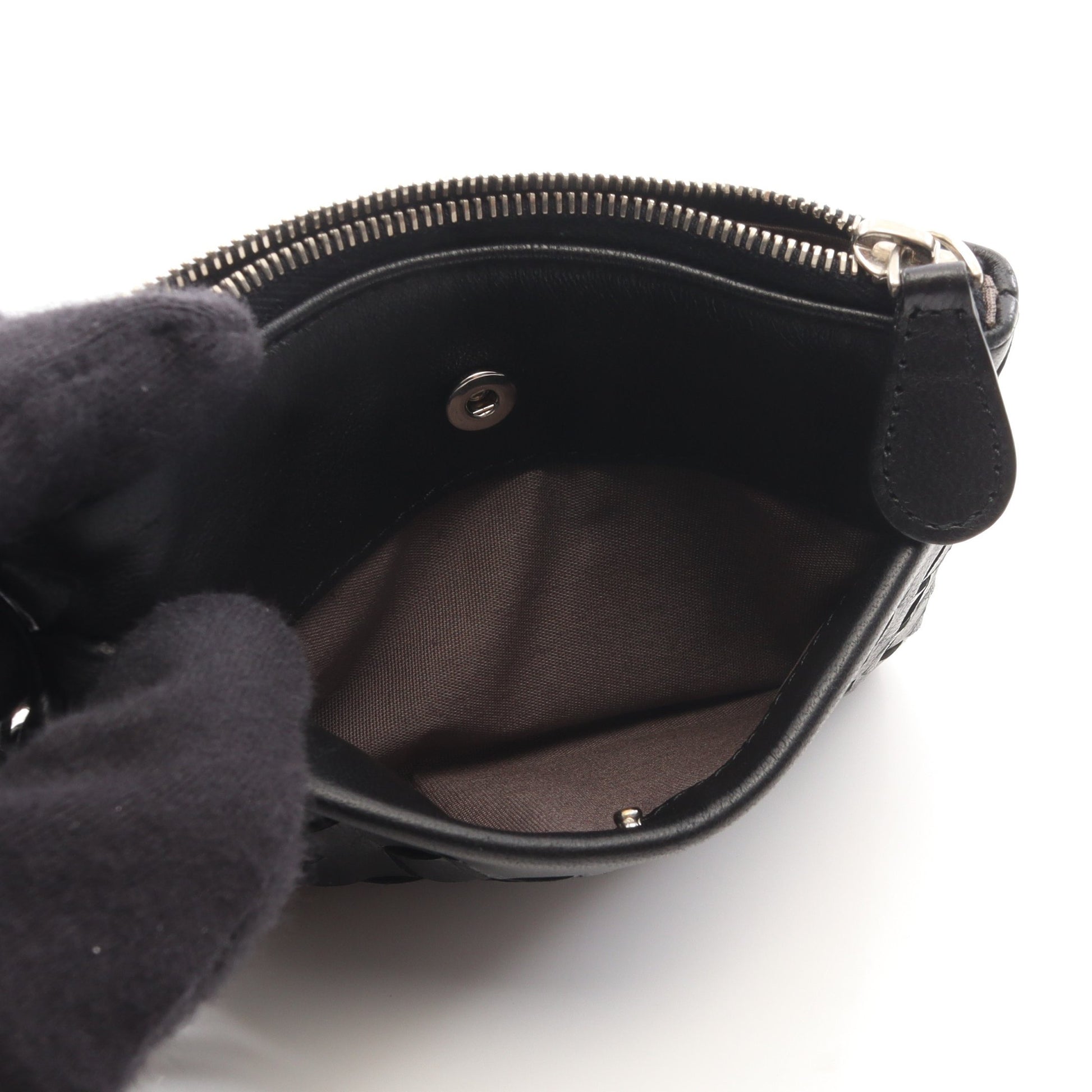イントレチャート キーリング付き コインケース レザー ブラック ボッテガヴェネタ 財布・小物 BOTTEGA VENETA