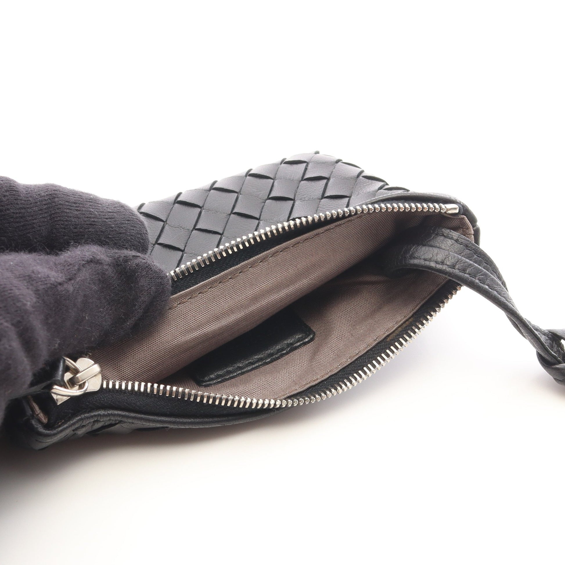 イントレチャート キーリング付き コインケース レザー ブラック ボッテガヴェネタ 財布・小物 BOTTEGA VENETA