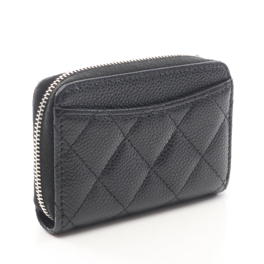 クラシック ジップ コインパース マトラッセ コインケース キャビアスキン ブラック シルバー金具 シャネル 財布・小物 CHANEL