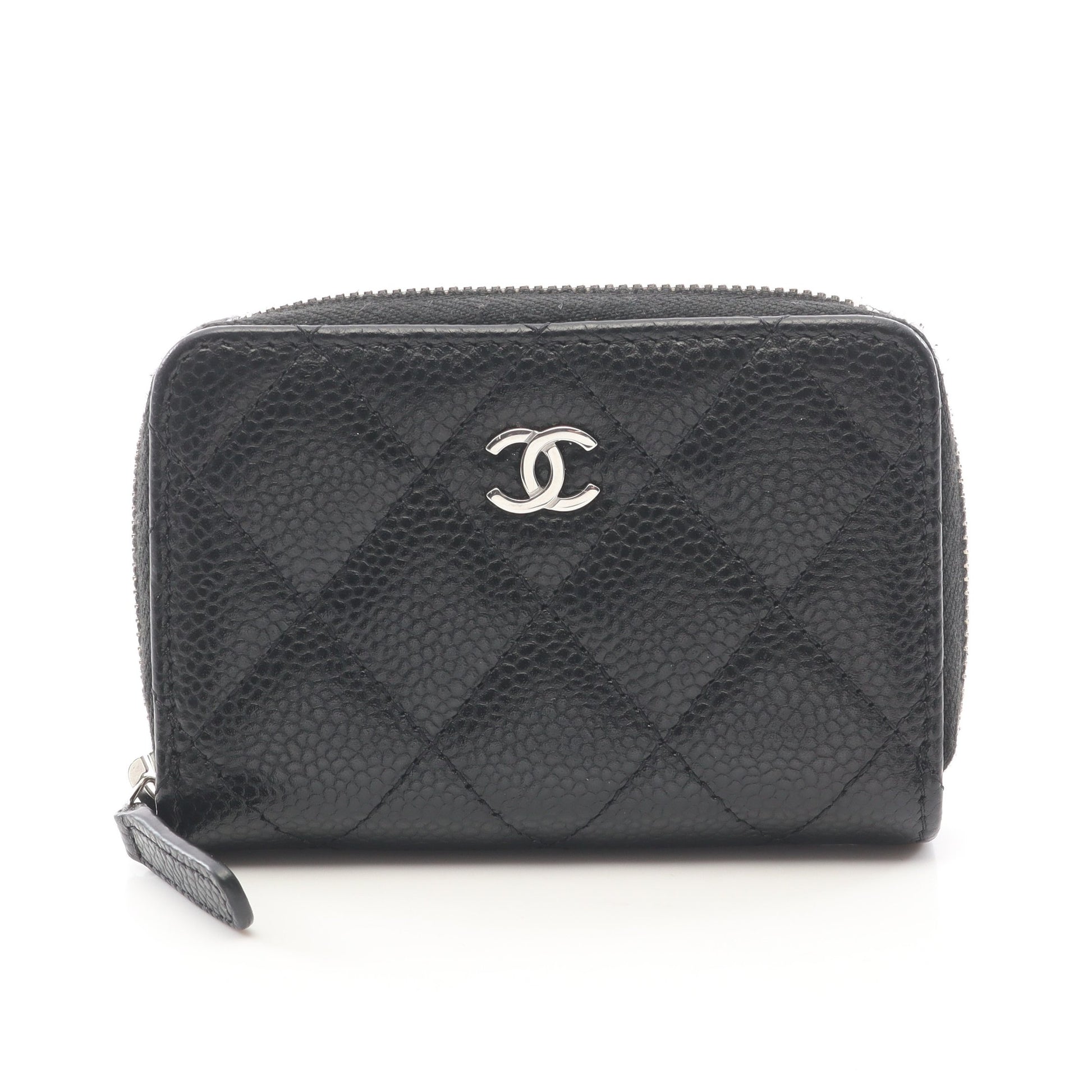 クラシック ジップ コインパース マトラッセ コインケース キャビアスキン ブラック シルバー金具 シャネル 財布・小物 CHANEL