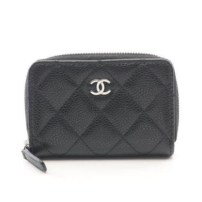 クラシック ジップ コインパース マトラッセ コインケース キャビアスキン ブラック シルバー金具 シャネル 財布・小物 CHANEL
