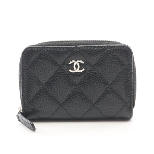 クラシック ジップ コインパース マトラッセ コインケース キャビアスキン ブラック シルバー金具 シャネル 財布・小物 CHANEL