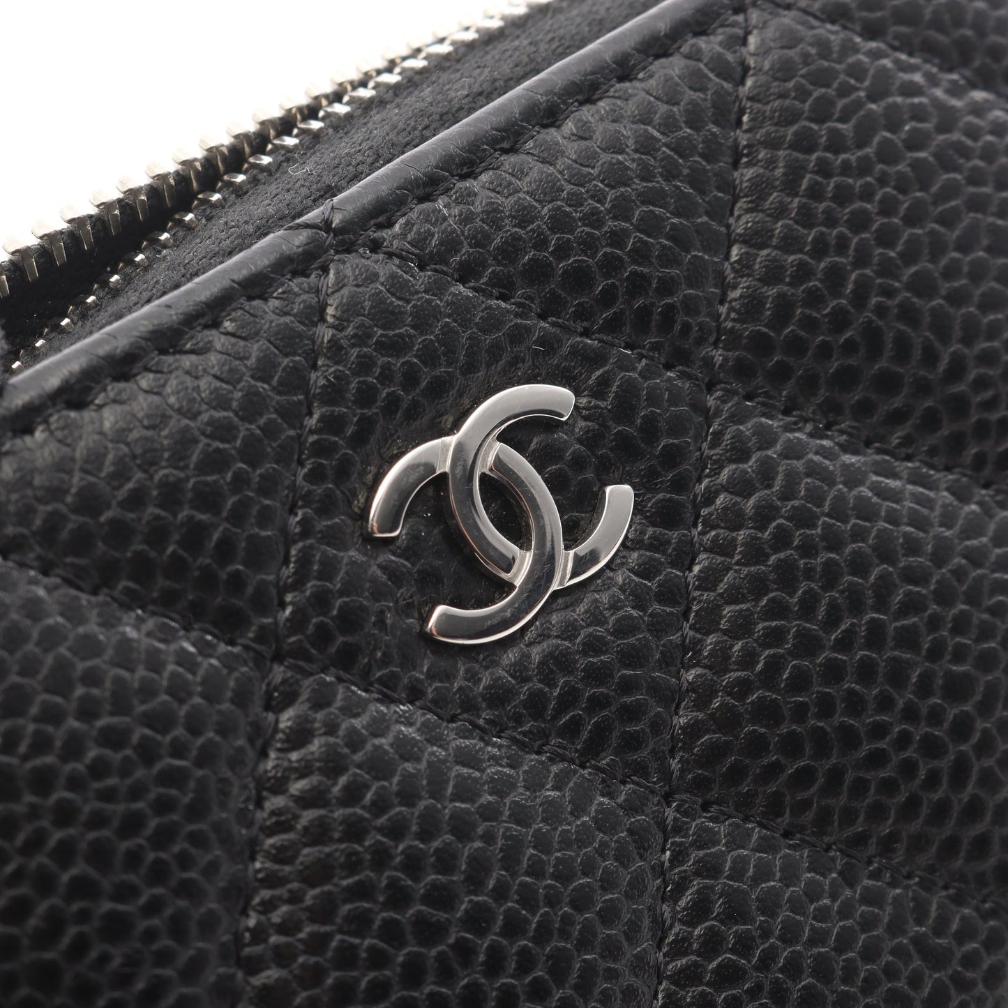 クラシック ジップ コインパース マトラッセ コインケース キャビアスキン ブラック シルバー金具 シャネル 財布・小物 CHANEL