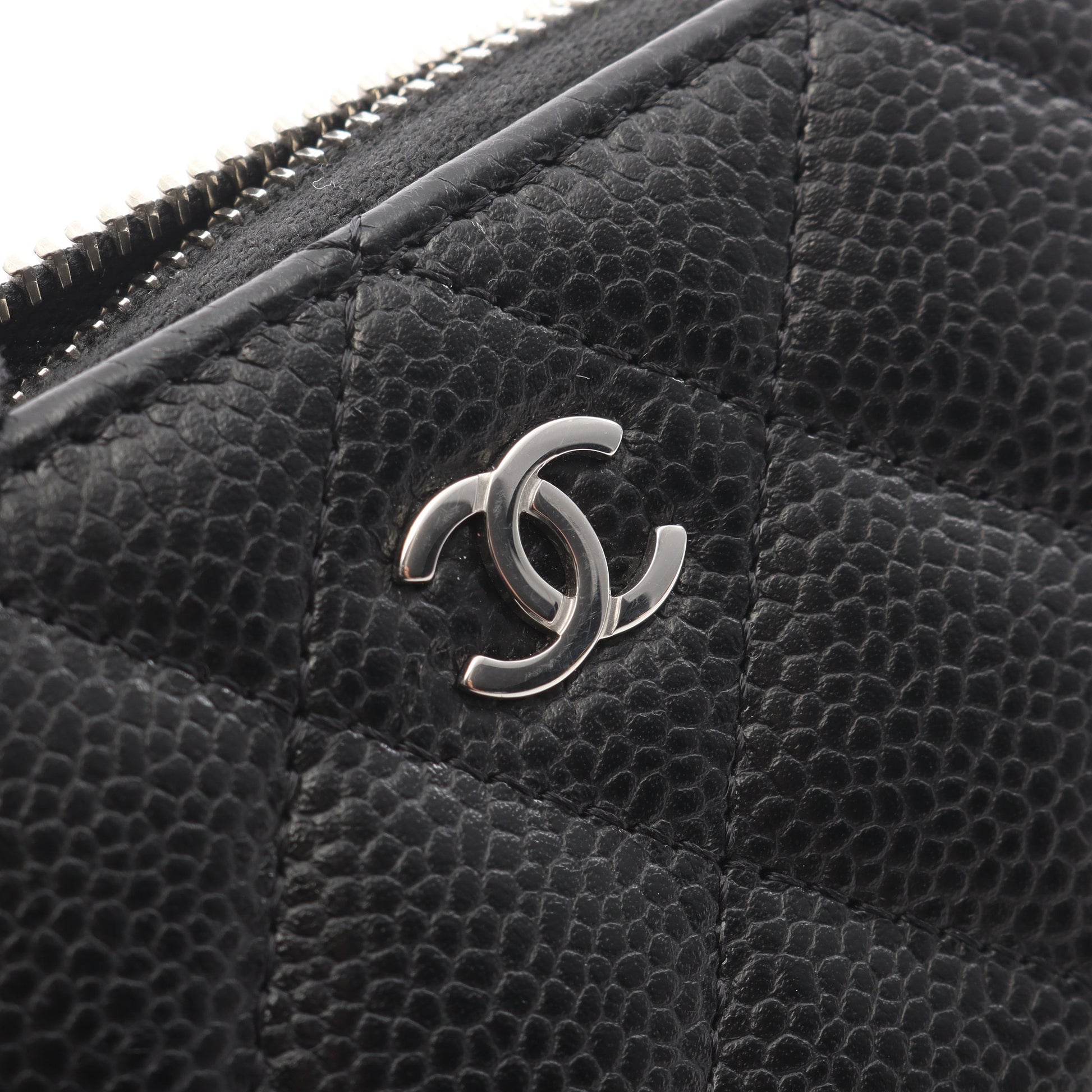 クラシック ジップ コインパース マトラッセ コインケース キャビアスキン ブラック シルバー金具 シャネル 財布・小物 CHANEL