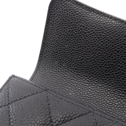 マトラッセ 二つ折り長財布 キャビアスキン ブラック シルバー金具 シャネル 財布・小物 CHANEL
