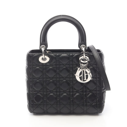 LADY DIOR レディディオール ミディアム 2WAY ハンドバッグ レザー ブラック クリスチャンディオール バッグ Christian Dior