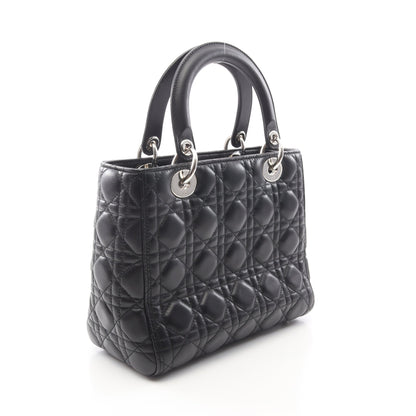 LADY DIOR レディディオール ミディアム 2WAY ハンドバッグ レザー ブラック クリスチャンディオール バッグ Christian Dior