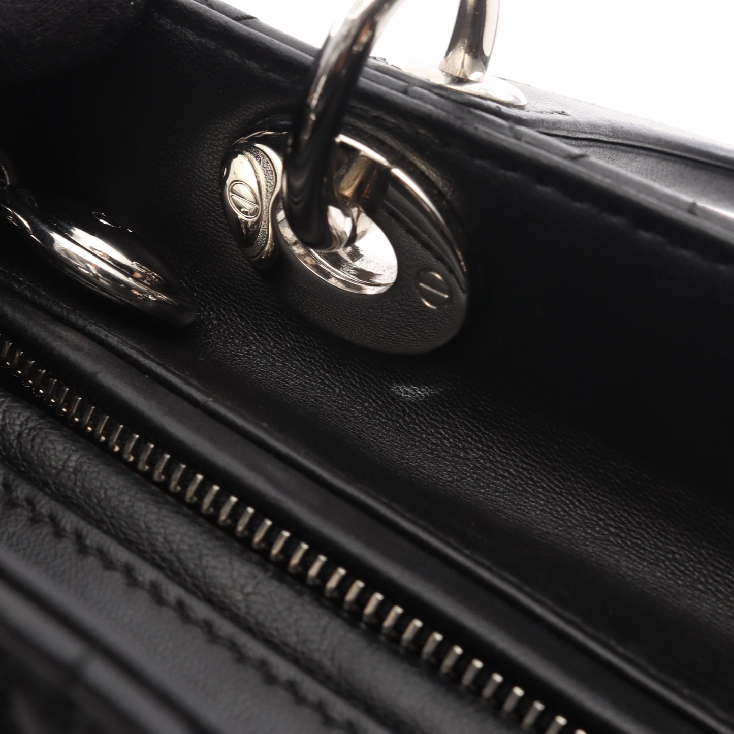 LADY DIOR レディディオール ミディアム 2WAY ハンドバッグ レザー ブラック クリスチャンディオール バッグ Christian Dior