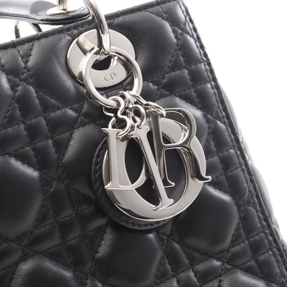 LADY DIOR レディディオール ミディアム 2WAY ハンドバッグ レザー ブラック クリスチャンディオール バッグ Christian Dior