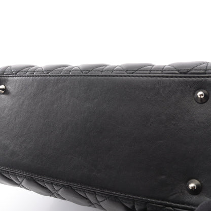 LADY DIOR レディディオール ミディアム 2WAY ハンドバッグ レザー ブラック クリスチャンディオール バッグ Christian Dior