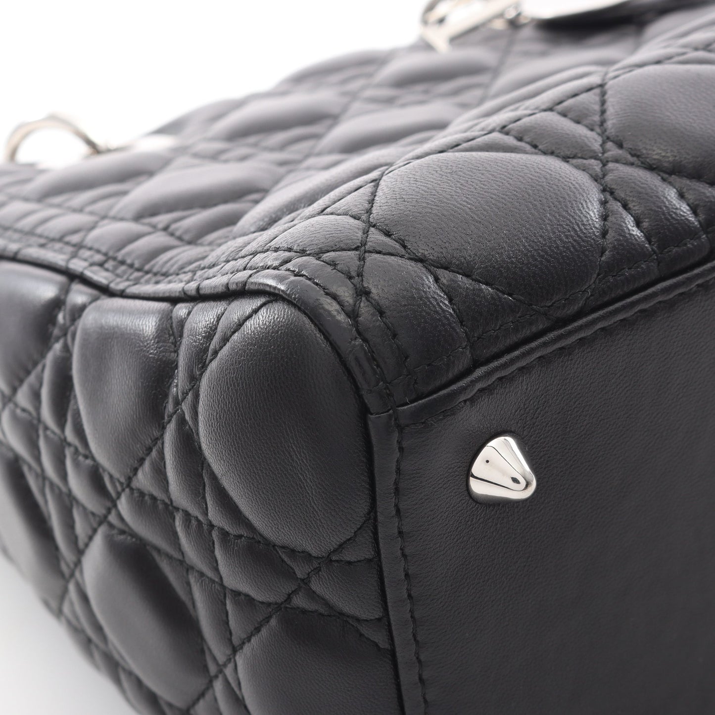 LADY DIOR レディディオール ミディアム 2WAY ハンドバッグ レザー ブラック クリスチャンディオール バッグ Christian Dior